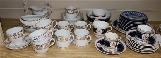Worcester coffee cans and saucers and Worcester floral teacups and saucers